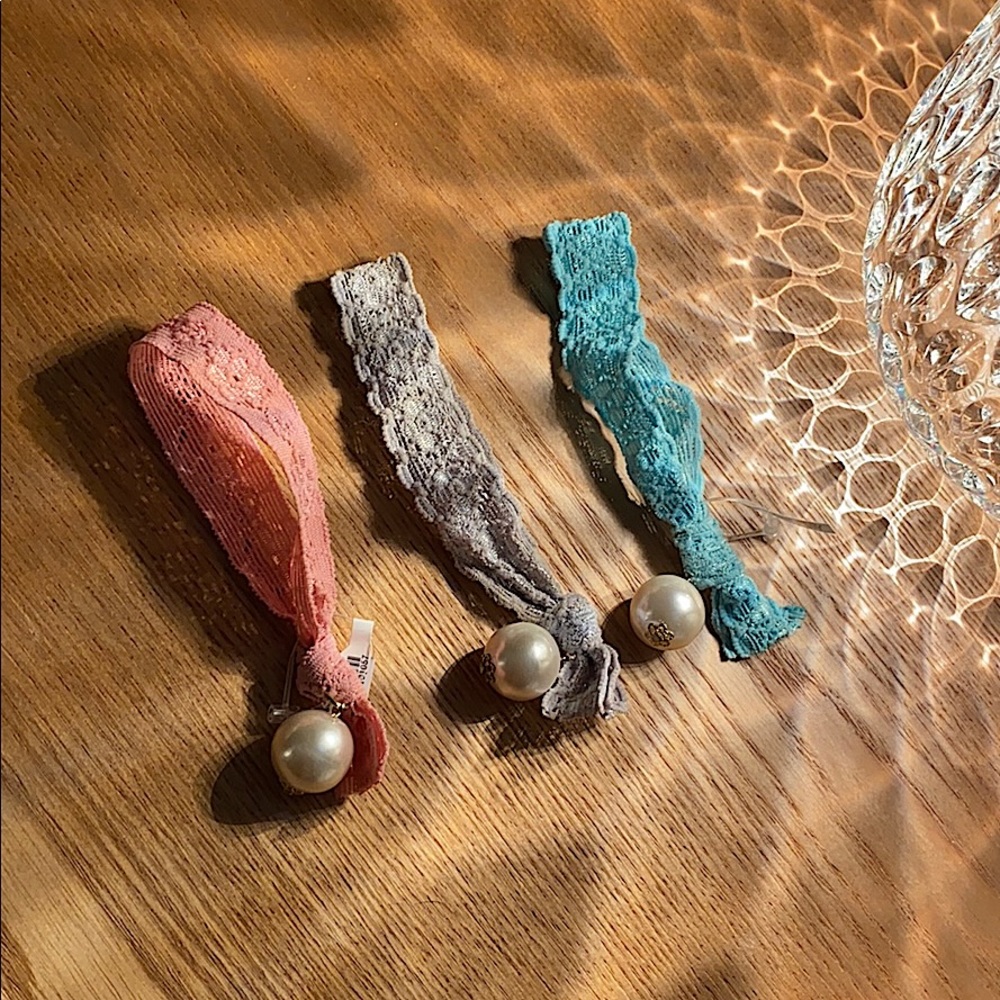 NEW Three Korean Lace Hair Ties with Pearl